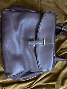 Coach Plum Leather Satchel with Gold Hardware